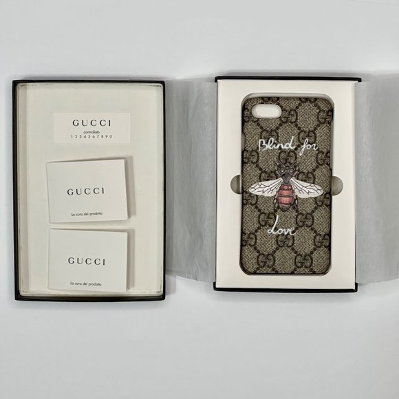 NIB GUCCI Blind For Love IPhone 7 GG Monogram Bumble Bee Cover - Picture 4 of 11